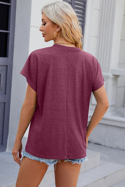 V-Neck Short Sleeve T-Shirt - Siennasass