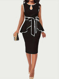 Plus Size Cutout Contrast Sleeveless Dress - Siennasass