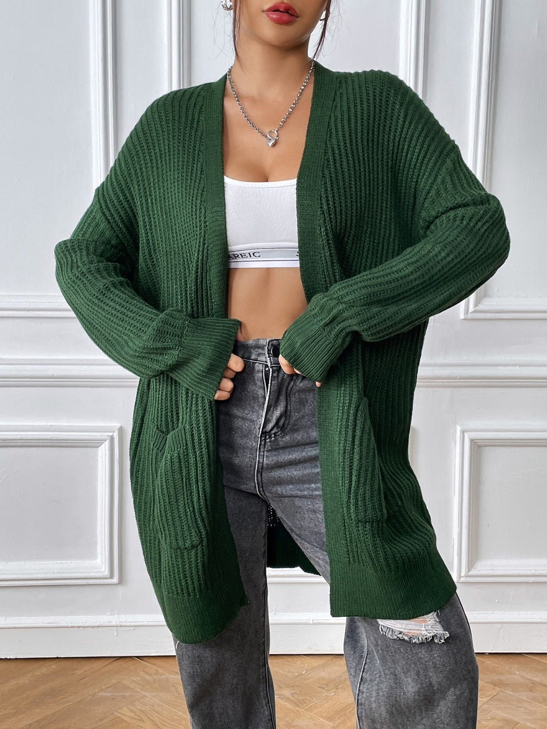 Open Front Long Sleeve Cardigan - Siennasass