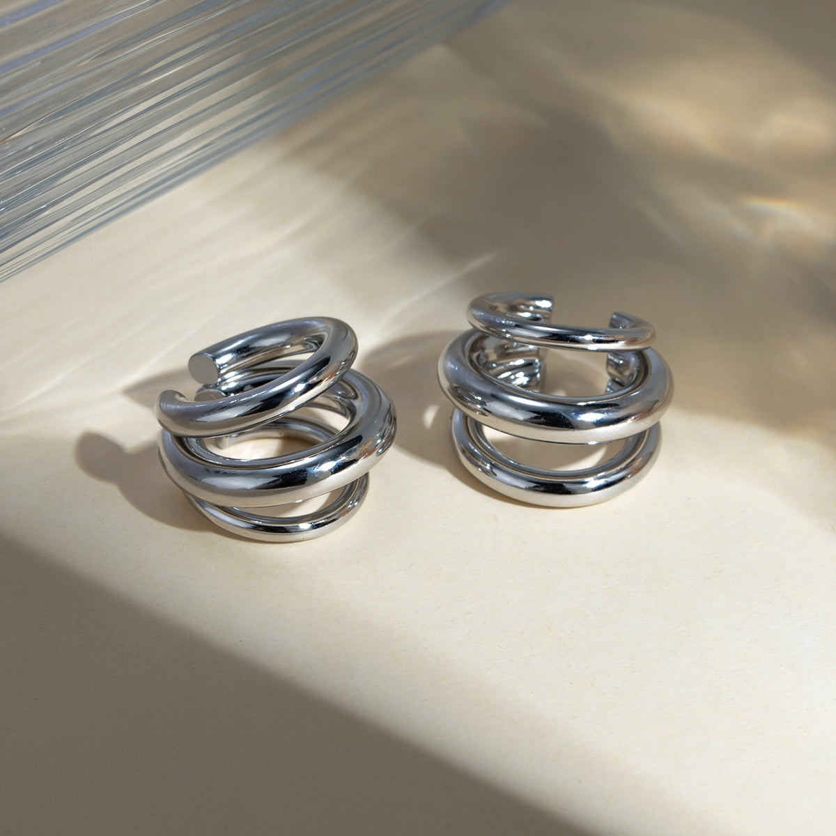 Stainless Steel Layered Cuff Earrings - Siennasass