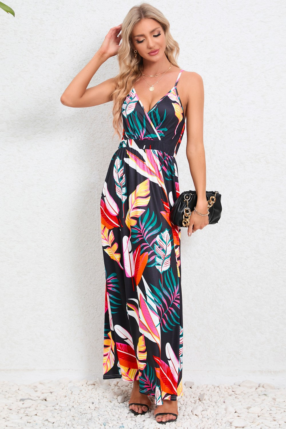 Printed Surplice Maxi Cami Dress - Siennasass