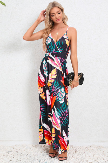 Printed Surplice Maxi Cami Dress - Siennasass