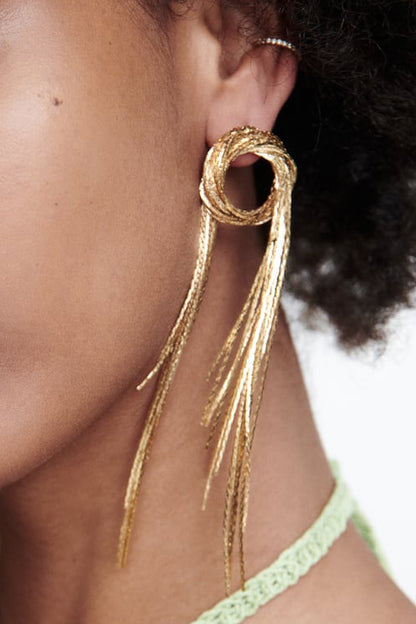 Round Shape Fringed Copper Earrings - Siennasass