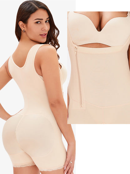 Full Size Side Zip Up Wide Strap Shapewear - Siennasass