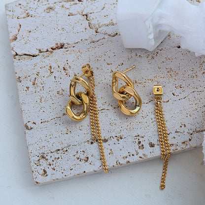 Titanium Steel Chain Shape Earrings - Siennasass