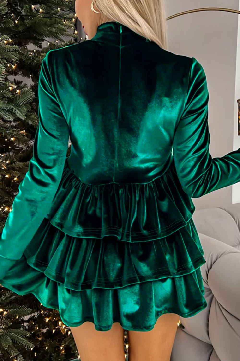 Ruffled Layered Long Sleeve Mini Dress - Siennasass