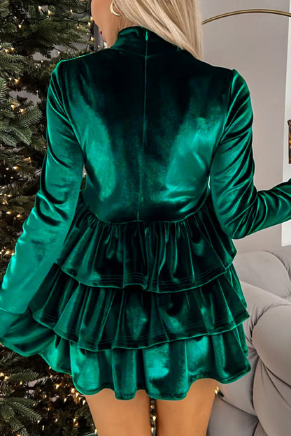 Ruffled Layered Long Sleeve Mini Dress - Siennasass