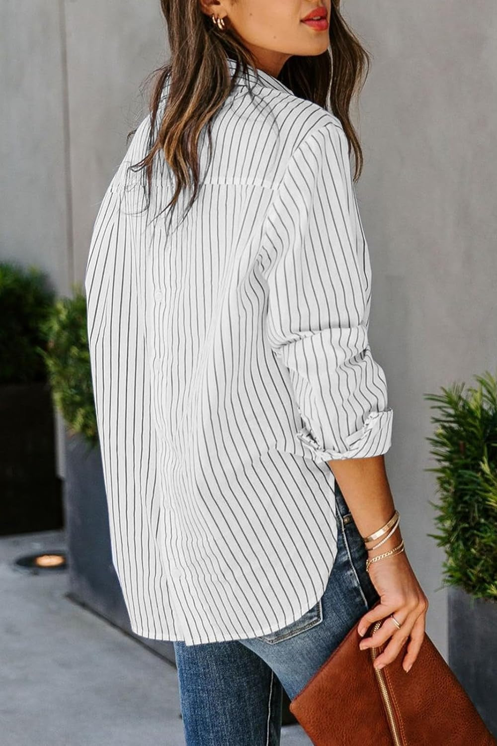 Striped Button Up Long Sleeve Shirt - Siennasass