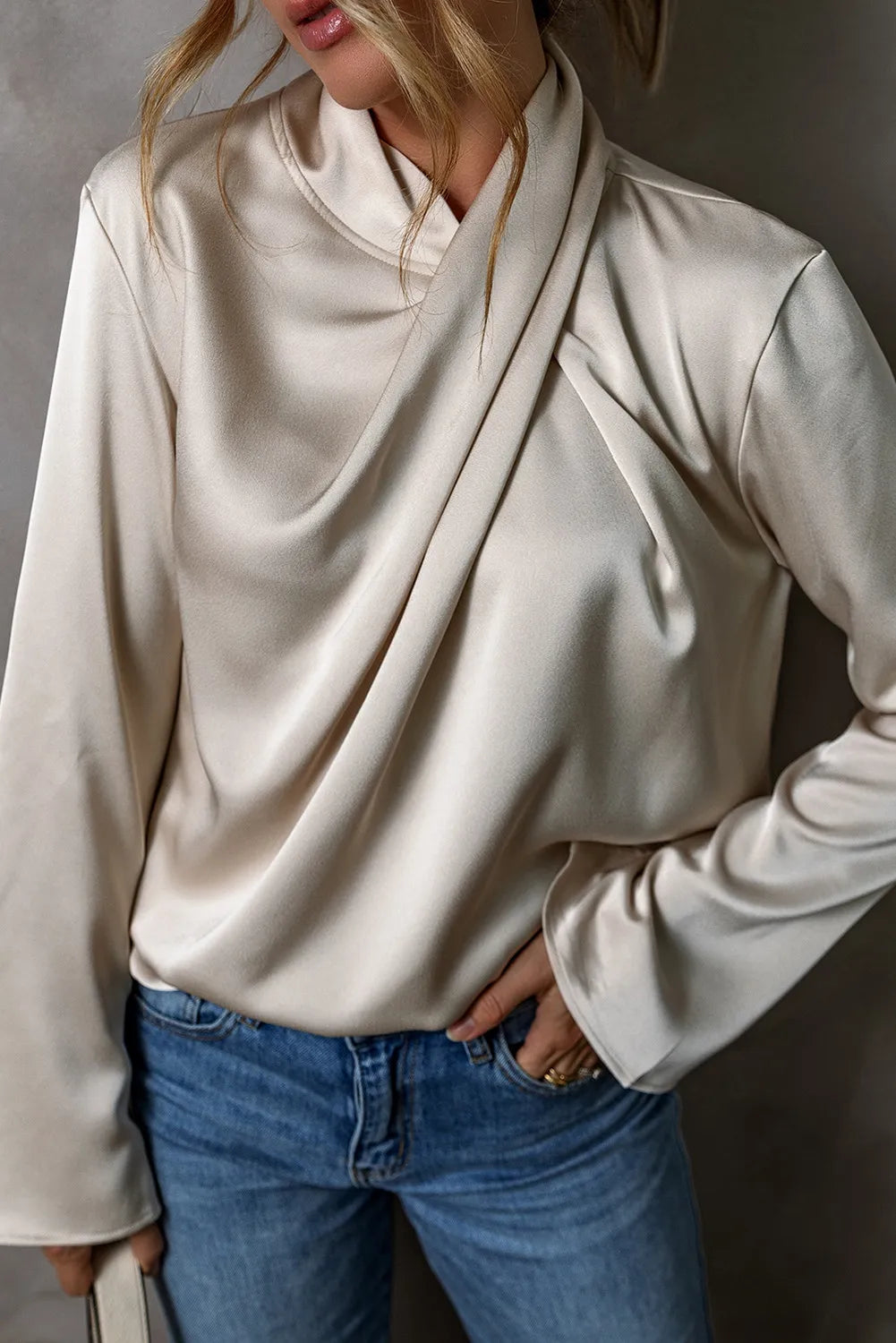 Cutout Ruched Long Sleeve Blouse - Siennasass