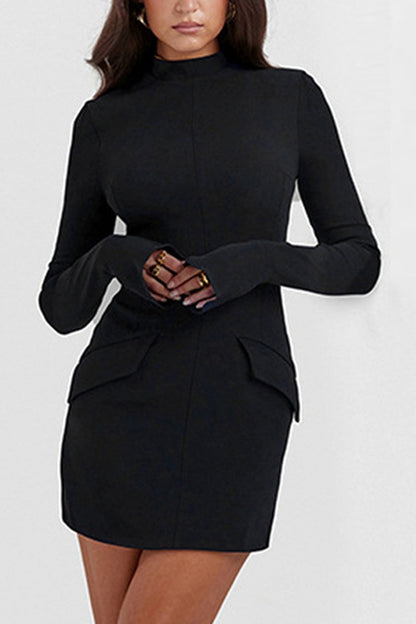 Mock Neck Long Sleeve Mini Dress - Siennasass