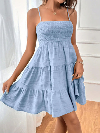 Tiered Smocked Square Neck Cami Dress - Siennasass