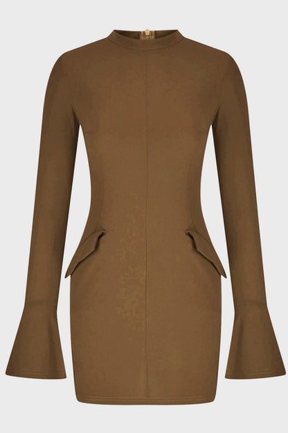 Mock Neck Long Sleeve Mini Dress - Siennasass