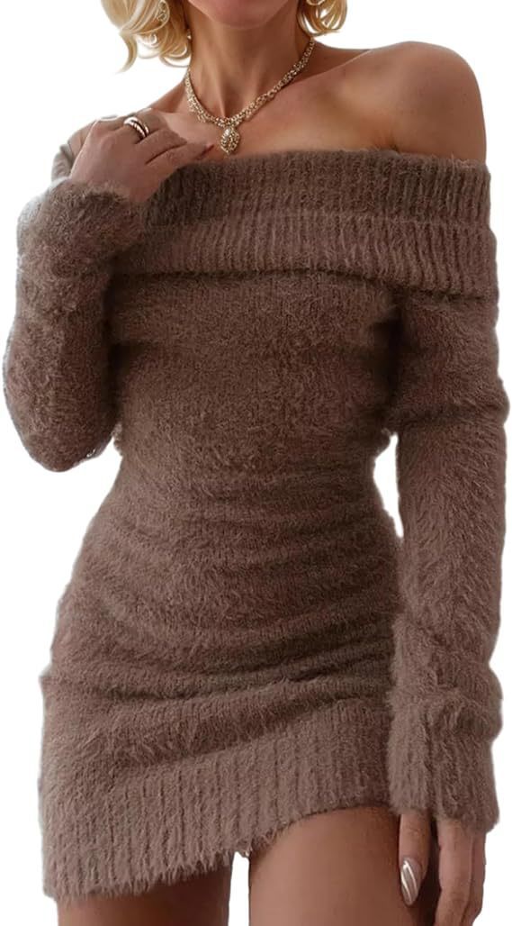 Sheath Long Sleeve Sweater Dress - Siennasass