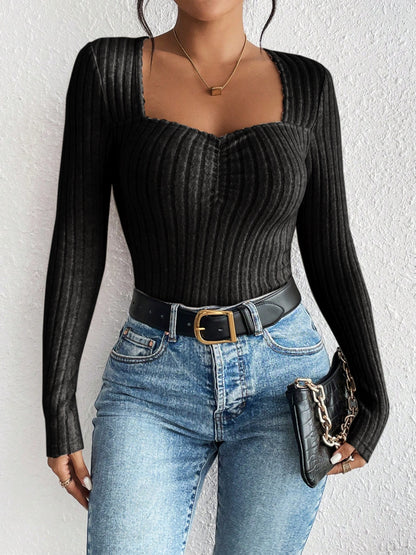 Ribbed Long Sleeve T-Shirt - Siennasass