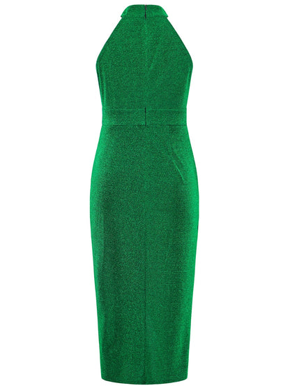 Slit Ruched Mock Neck Sleeveless Dress - Siennasass