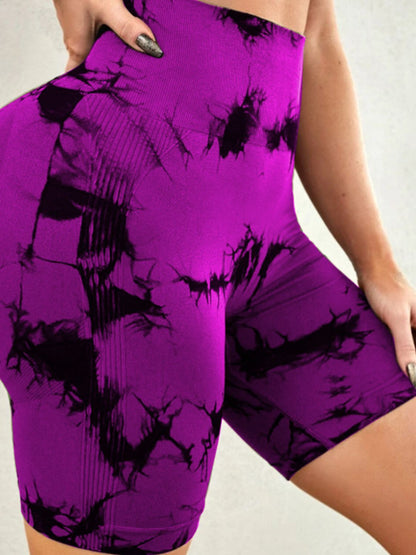 Tie-Dye High Waist Active Shorts - Siennasass