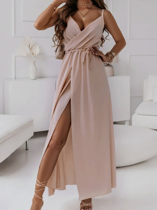 Tied Surplice Sleeveless Midi Cami Dress - Siennasass