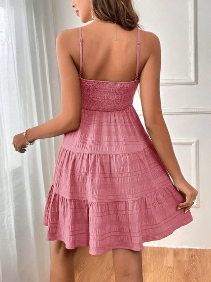 Tiered Smocked Square Neck Cami Dress - Siennasass
