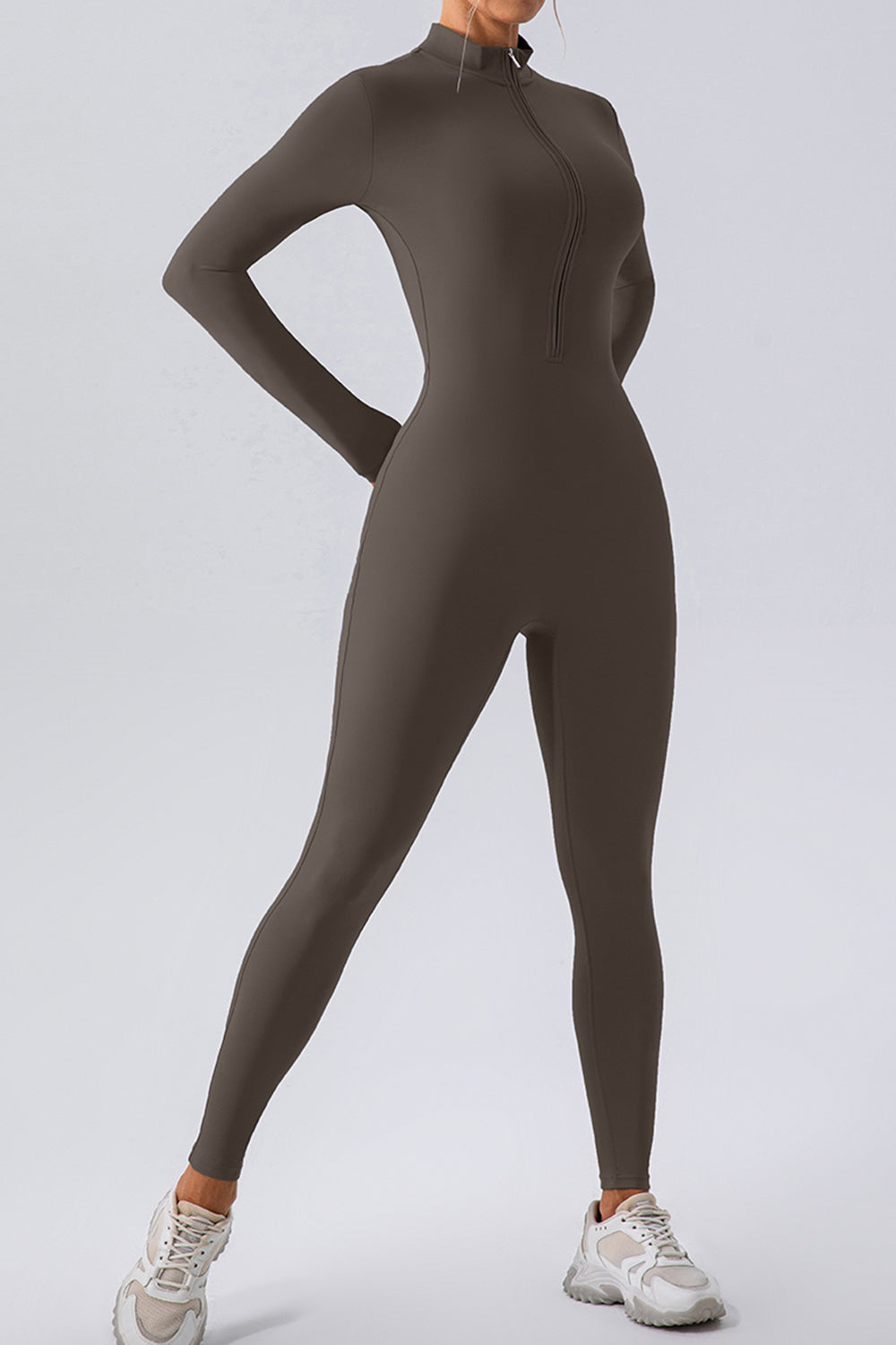 Half Zip Mock Neck Active Jumpsuit - Siennasass