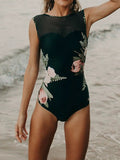 Full Size Cutout Printed Sleeveless One-Piece Swimwear - Siennasass