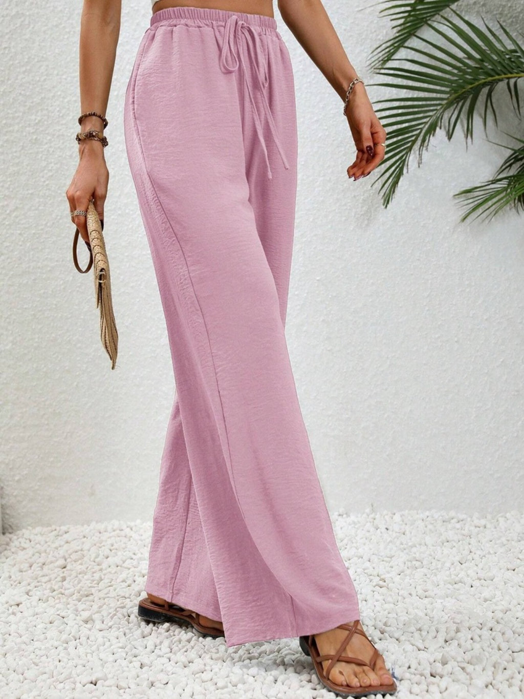 Wide Leg Drawstring Pants - Siennasass