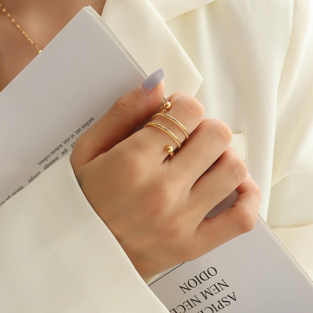 Titanium Steel Wrap Ring - Siennasass