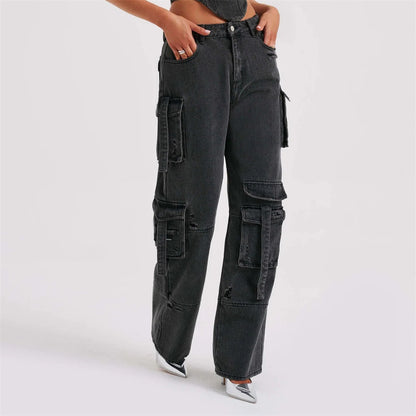 Jeanshose mit niedrigem Bund und Taschennähten