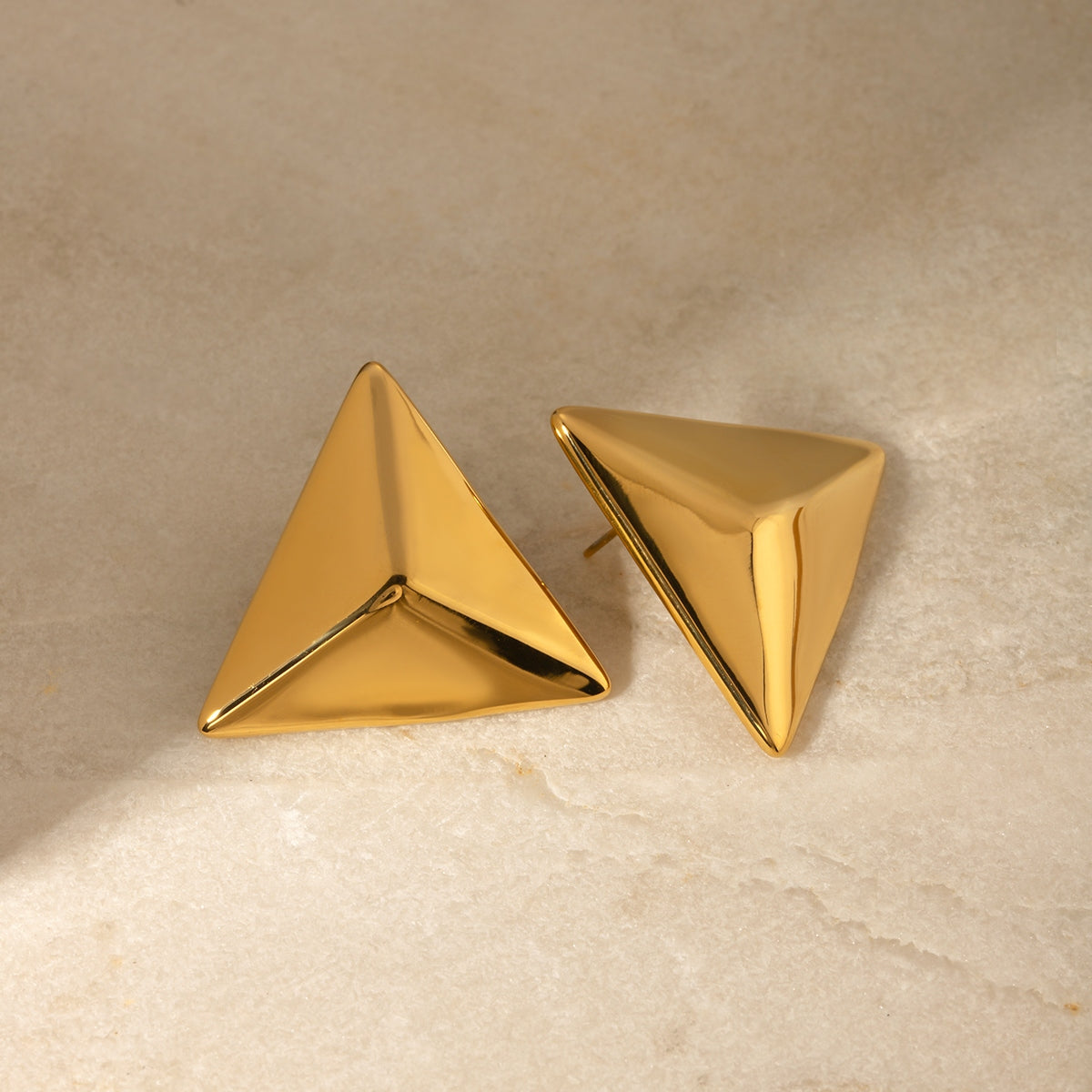 Stainless Steel 3D Triangle Earrings - Siennasass