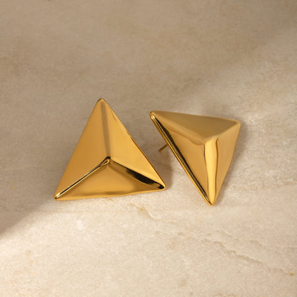 Stainless Steel 3D Triangle Earrings - Siennasass