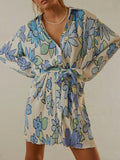 Tied Button Up Long Sleeve Dress - Siennasass