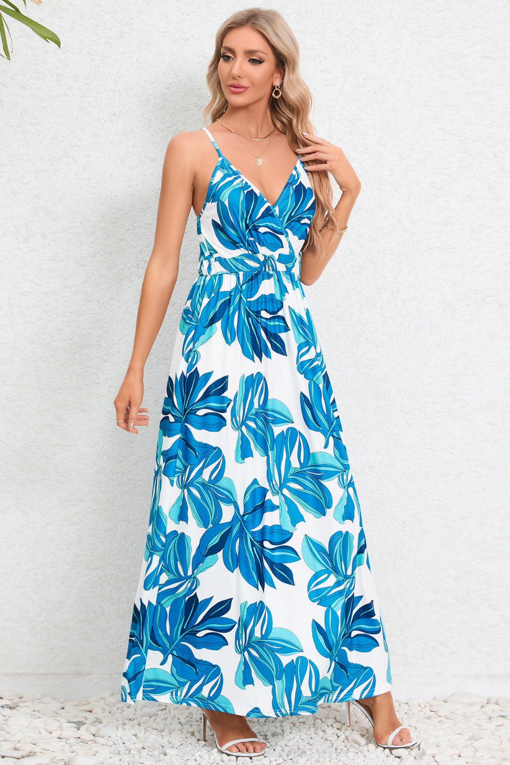 Printed Surplice Maxi Cami Dress - Siennasass