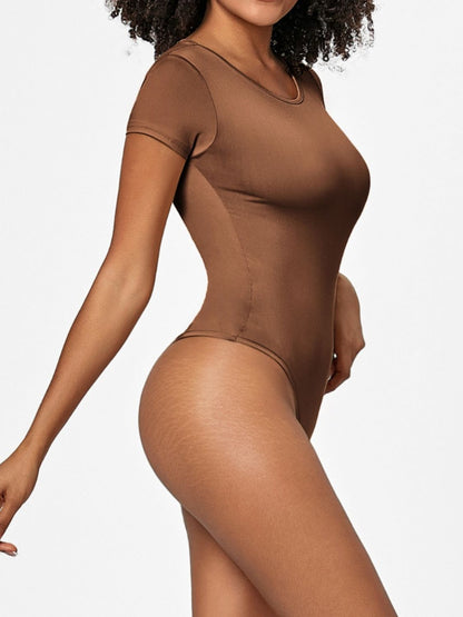 Full Size Round Neck Short Sleeve Bodysuit - Siennasass