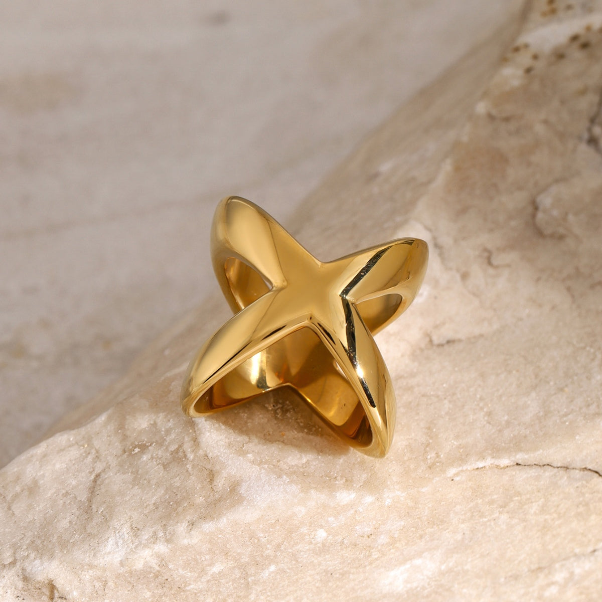 18K Gold-Plated Crisscross Ring - Siennasass