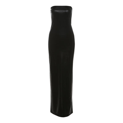 Anmutiges und modisches rückenfreies Slim Fit-Kleid mit Schlitz im Tube-Top