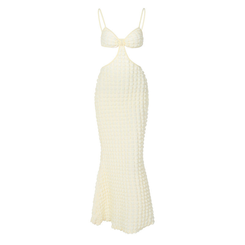 Hollow Pure Desire Slim Fit Elegant Long Dress - Siennasass