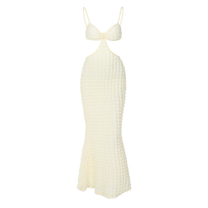 Hollow Pure Desire Slim Fit Elegant Long Dress - Siennasass