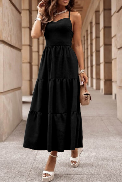 Tiered Crisscross Spaghetti Strap Dress - Siennasass