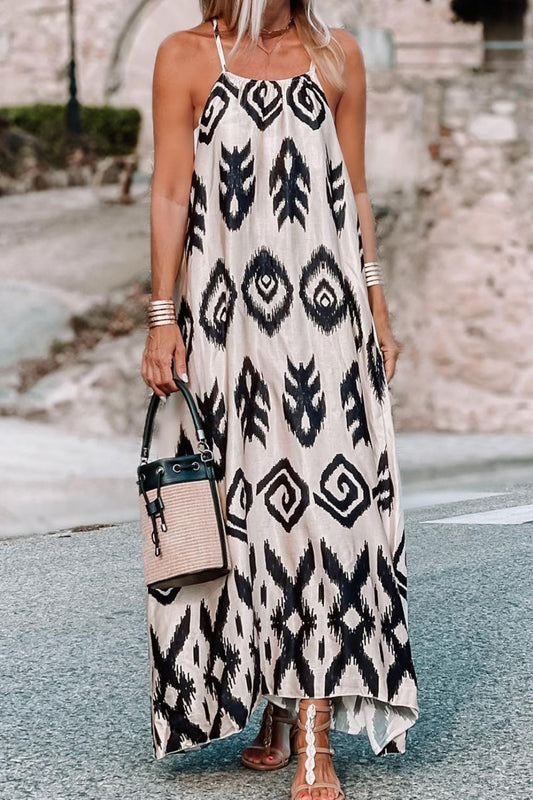 Printed Spaghetti Strap Cami Dress - Siennasass