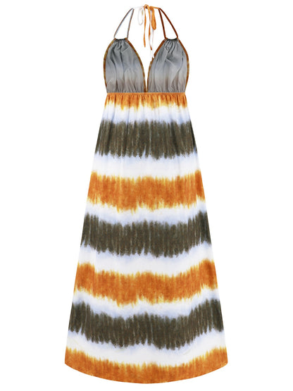 Tie-Dye Halter Neck Sleeveless Dress - Siennasass