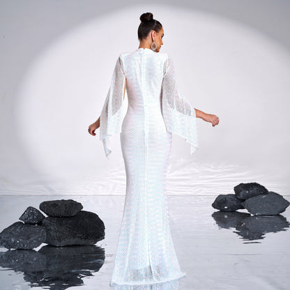 Langes Abendkleid mit Pailletten für Brautjungfern
