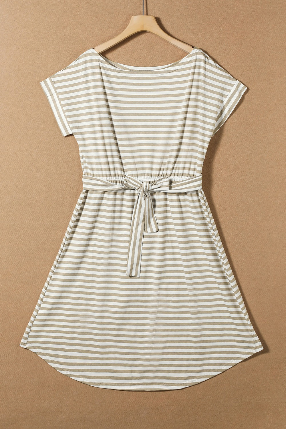 Tied Striped Cap Sleeve Dress - Siennasass