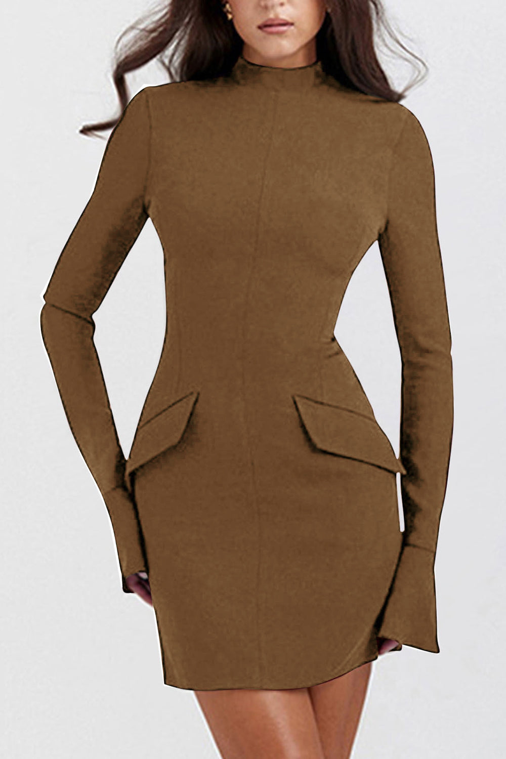 Mock Neck Long Sleeve Mini Dress - Siennasass