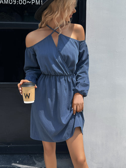 Ivy Lane Cold-Shoulder Crisscross Mini Dress - Siennasass