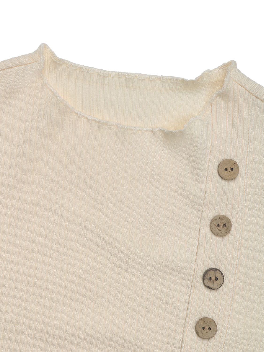 Perfee Decorative Button Round Neck Long Sleeve Bodysuit - Siennasass