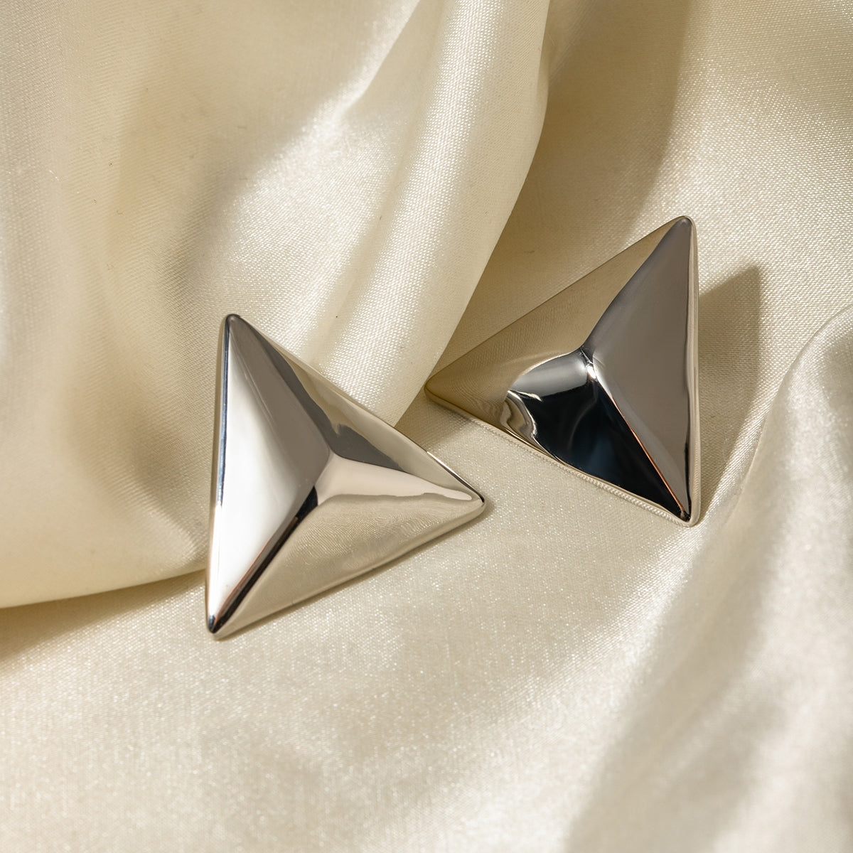 Stainless Steel 3D Triangle Earrings - Siennasass