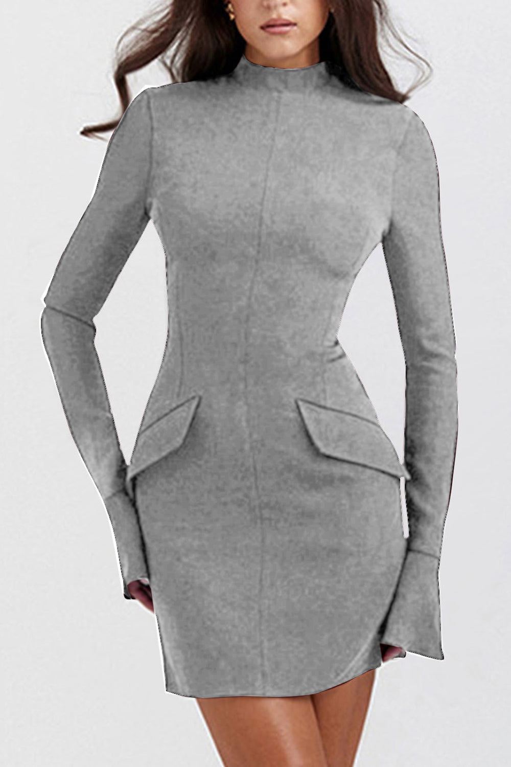 Mock Neck Long Sleeve Mini Dress - Siennasass