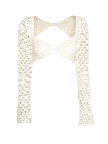 Tied Long Sleeve Top and Skirt Cover Up Set - Siennasass