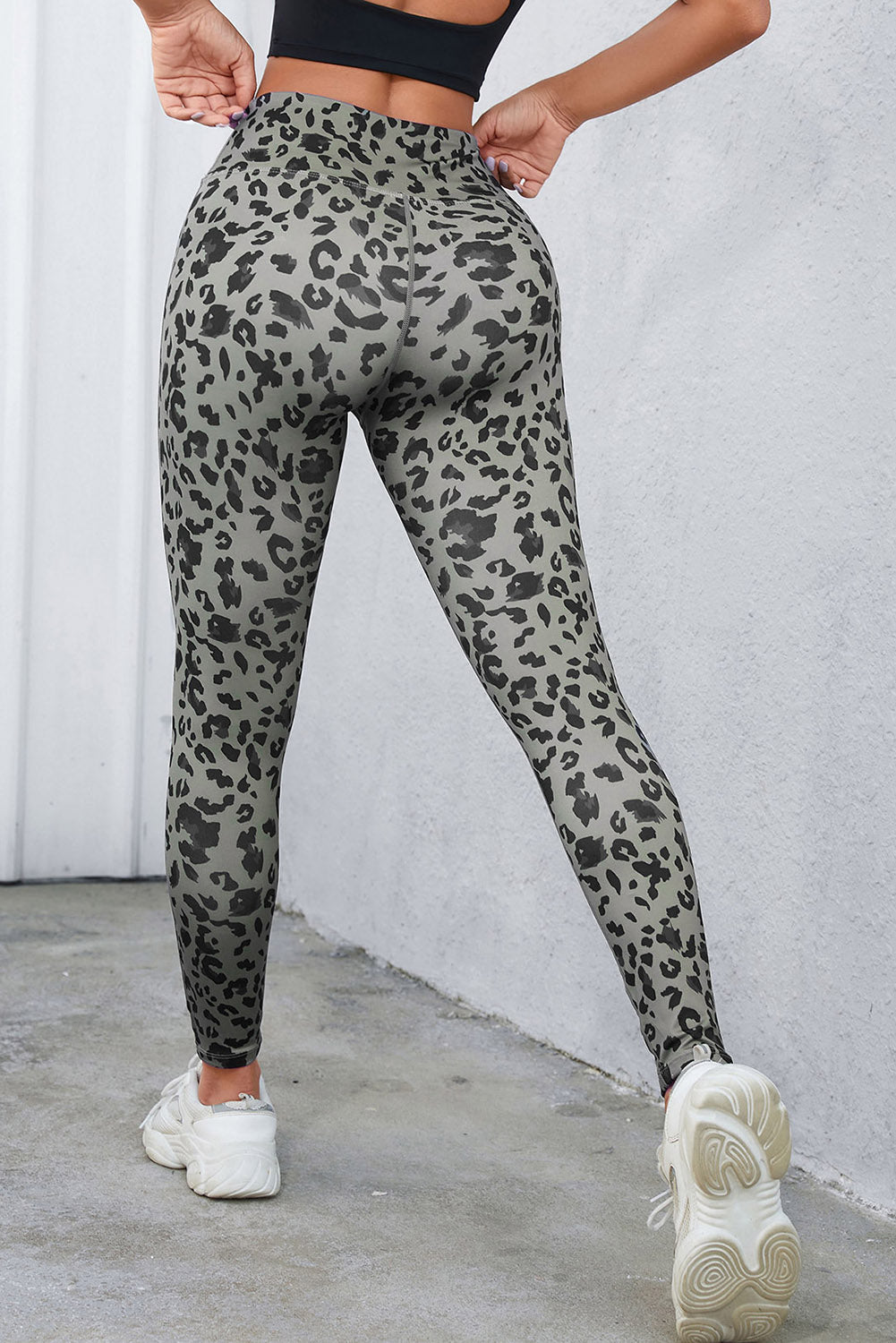 Leopard Print Wide Waistband Leggings - Siennasass
