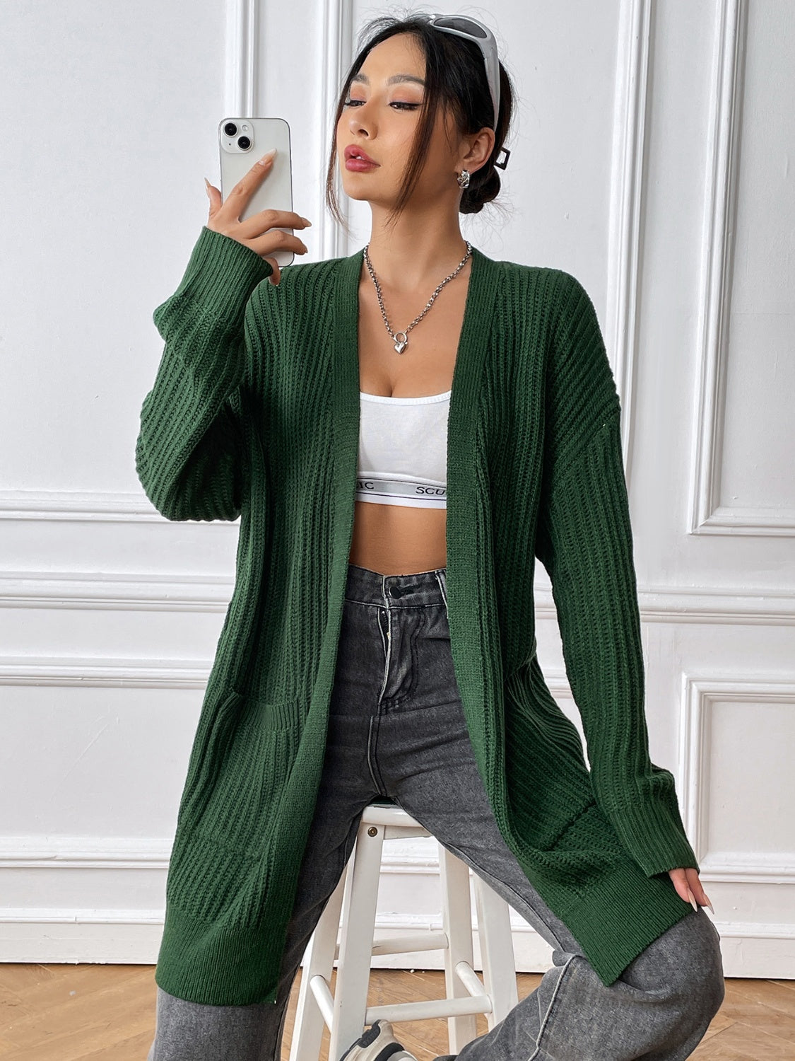 Open Front Long Sleeve Cardigan - Siennasass