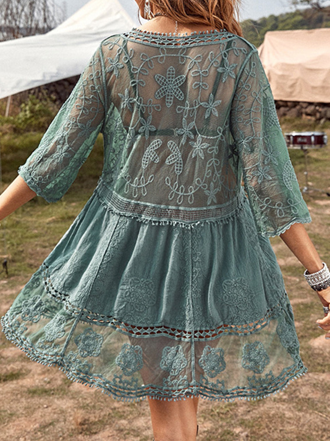 Lace Detail Plunge Cover-Up Dress - Siennasass